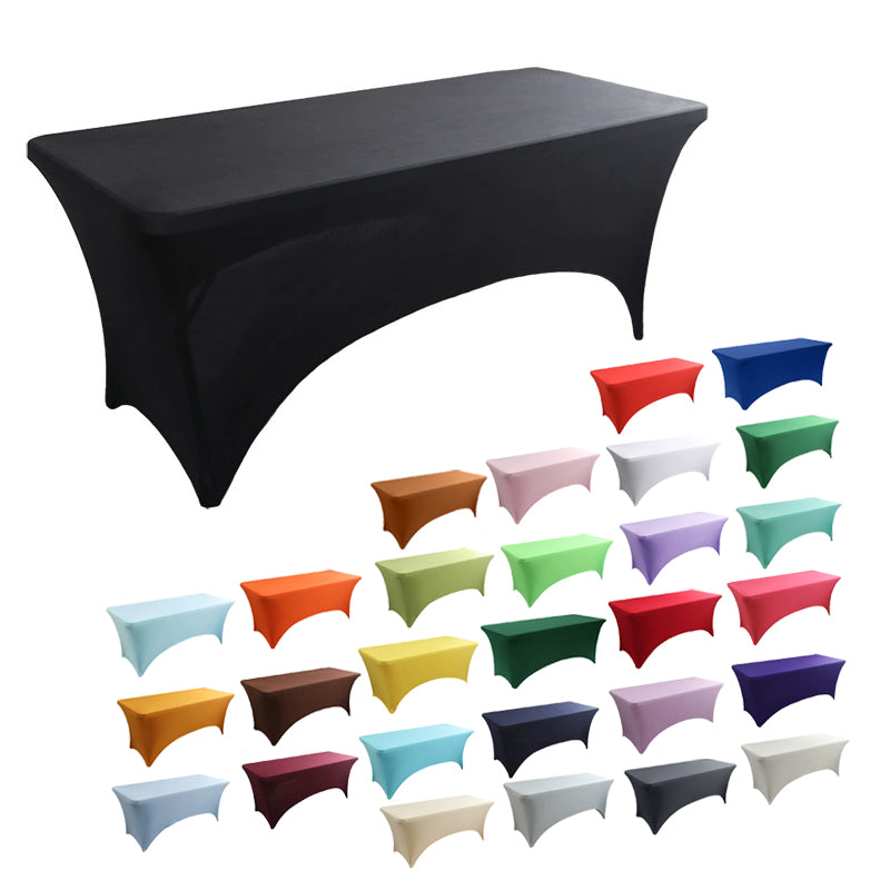 Spandex Fitted Stretch Table Cover for 4ft or 6ft or 8ft Folding Table, Rectangular Cocktail Tablecloth