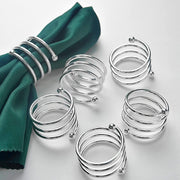 4 Pc Spiral Napkin Ring Silver