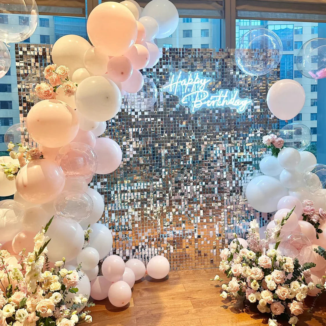 Spangle Shimmer Sequin Wall Panel Backdrops (24 panels) Silver