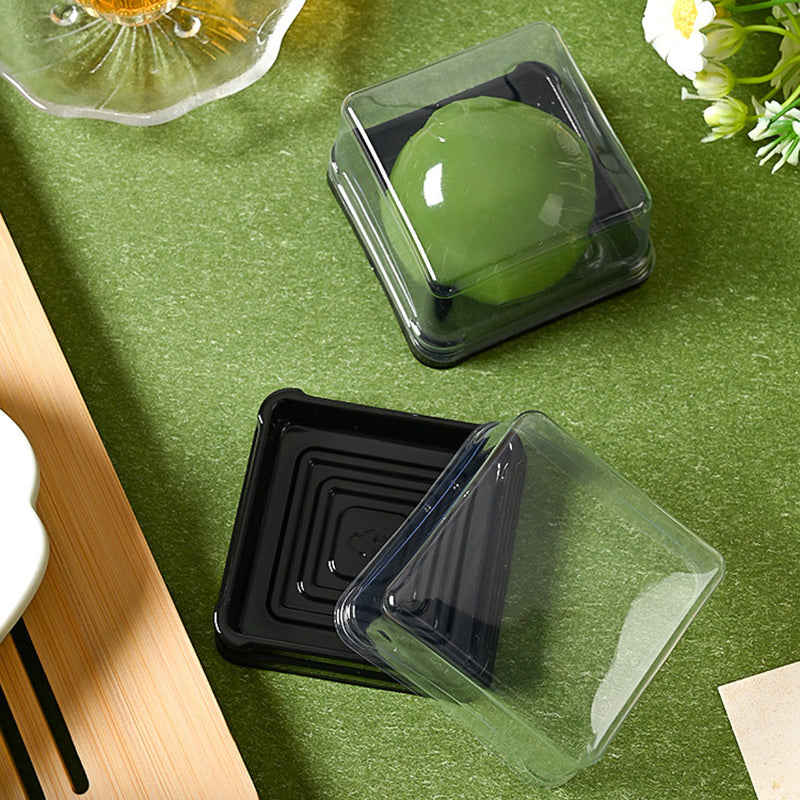 50 Pc Square Plastic Cupcake Favor Containers 3" Black and Clear