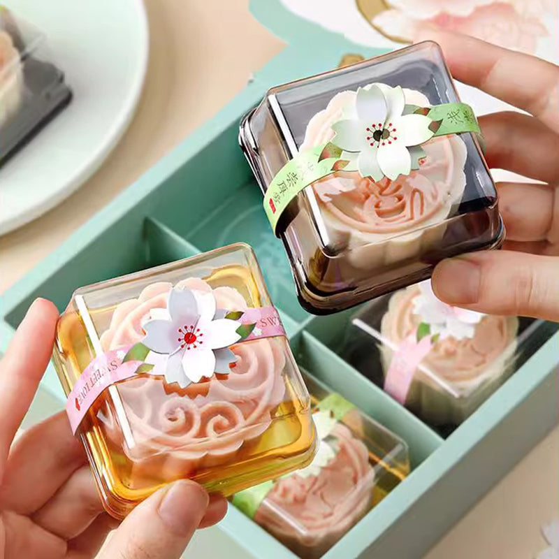 50 Pc Square Plastic Cupcake Favor Containers 3" Gold and Clear