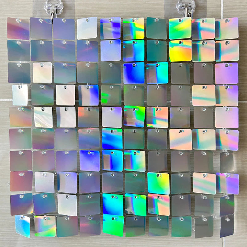 Spangle Shimmer Sequin Wall Panel Backdrops (24 panels) Iridescent Silver