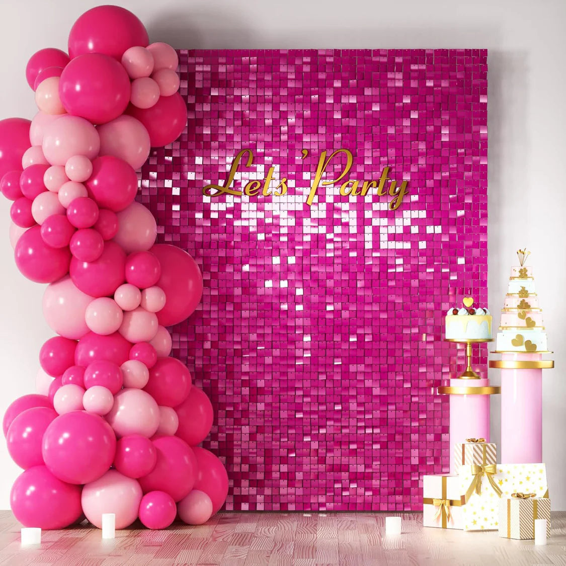 Spangle Shimmer Sequin Wall Panel Backdrops (24 panels) Rose Red