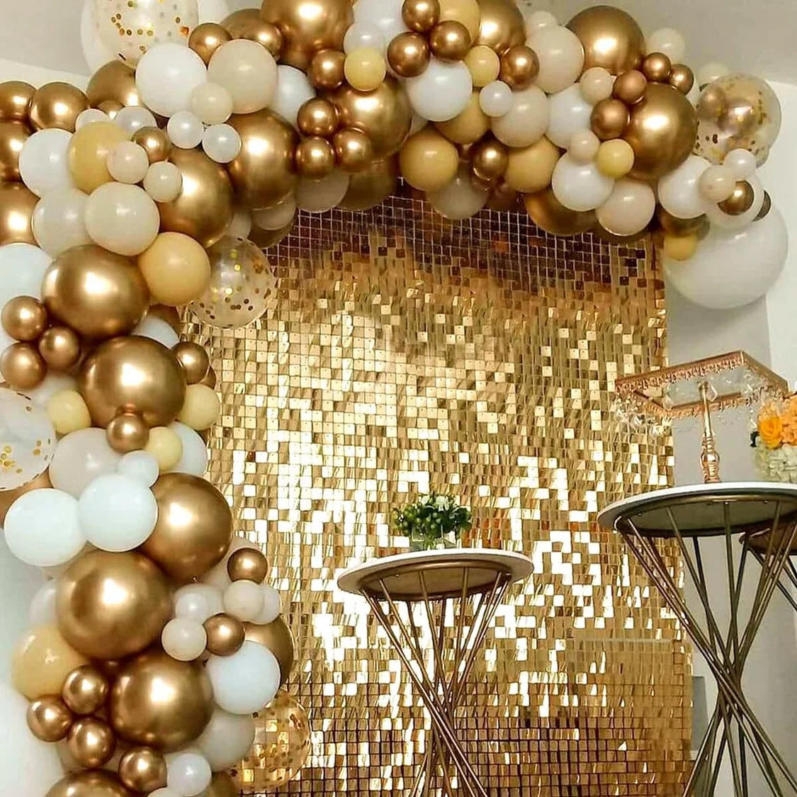 Spangle Shimmer Sequin Wall Panel Backdrops (24 panels) Light Gold