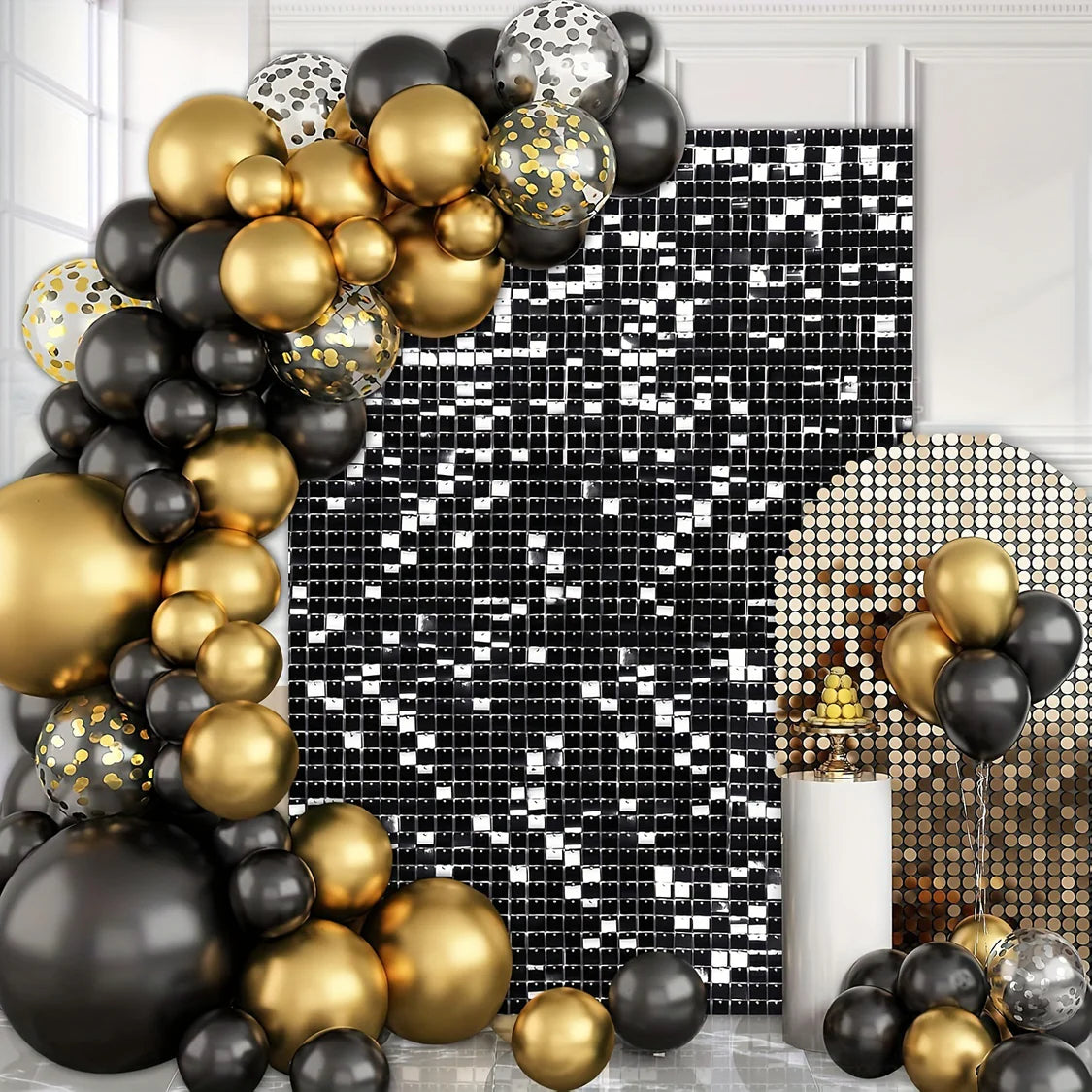 Spangle Shimmer Sequin Wall Panel Backdrops (24 panels) Black