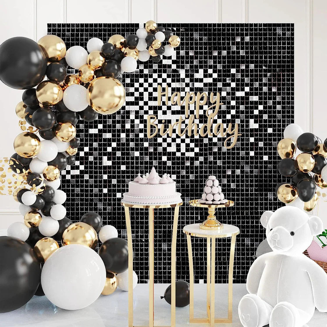 Spangle Shimmer Sequin Wall Panel Backdrops (24 panels) Black