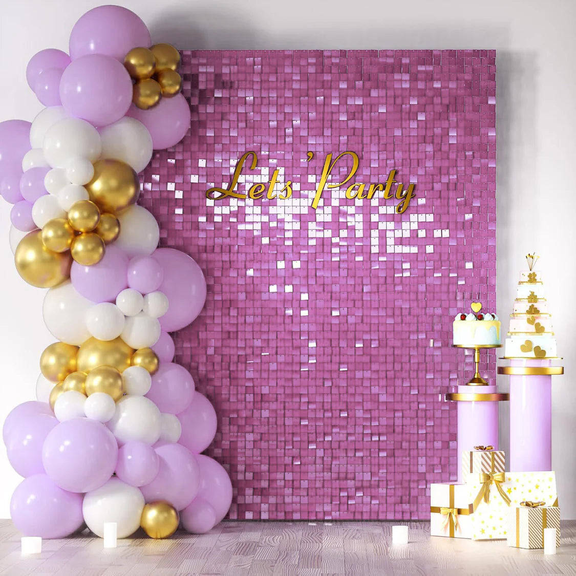 Spangle Shimmer Sequin Wall Panel Backdrops (24 panels) Light Pink