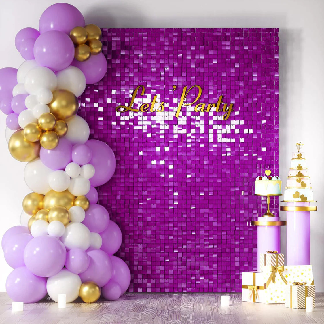 Spangle Shimmer Sequin Wall Panel Backdrops (24 panels) Purple