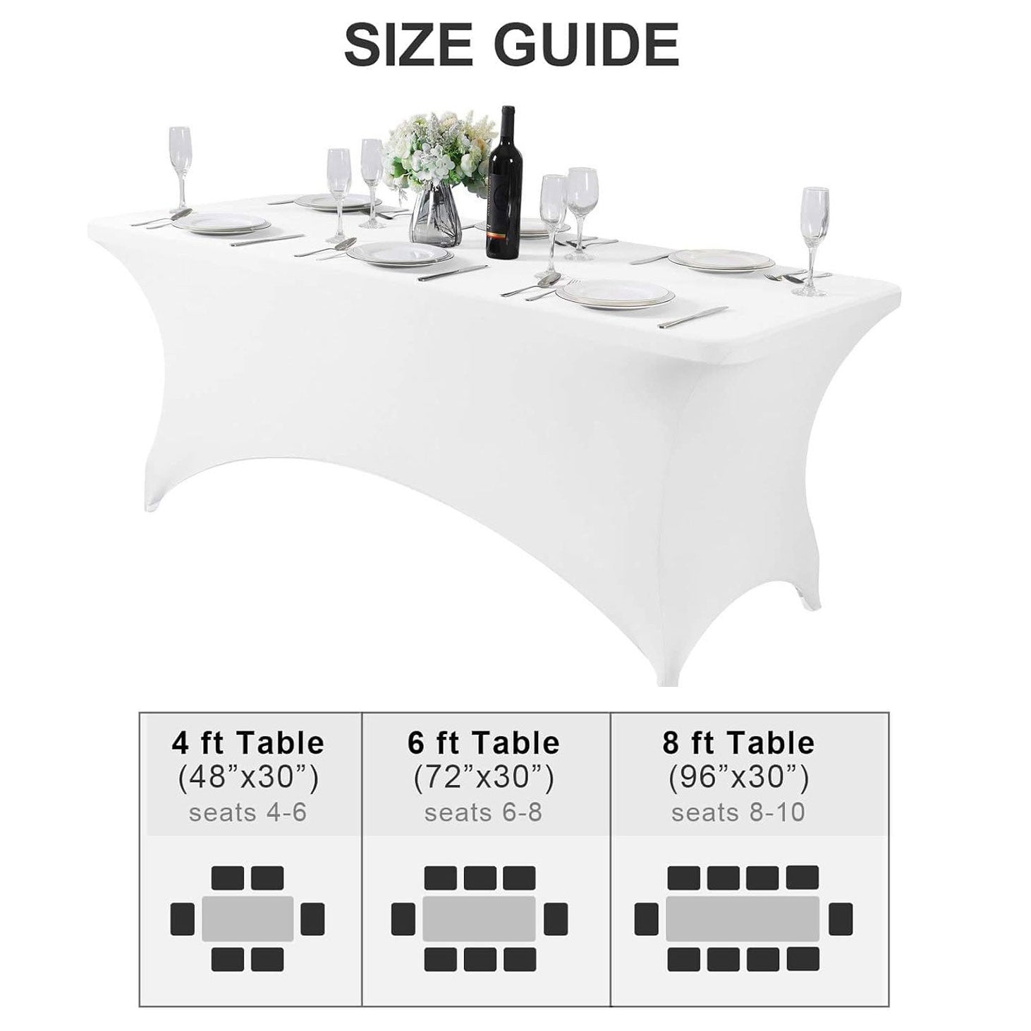 Stretch Rectangle Fitted Table Cover 96"x30"