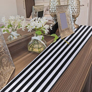 Classic Black and White Striped Table Runner 12" x 108"