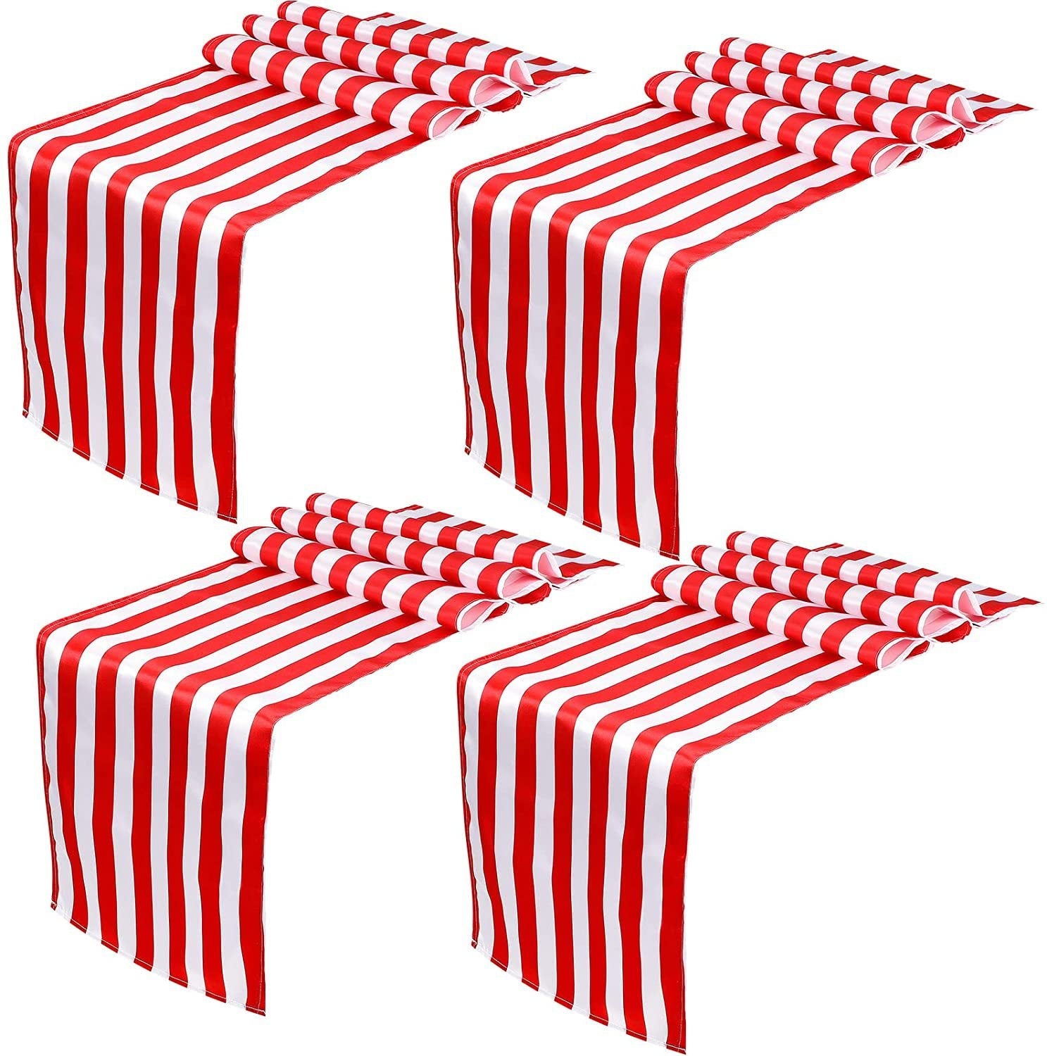 Satin Stripe Classic Table Runner 12"x108" Red White