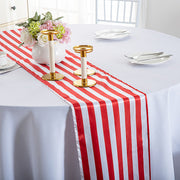 Satin Stripe Classic Table Runner 12"x108" Red White