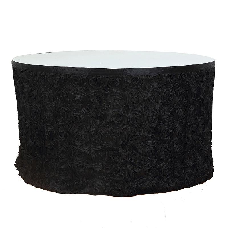 Table skirt with rose flowers 21ft Black