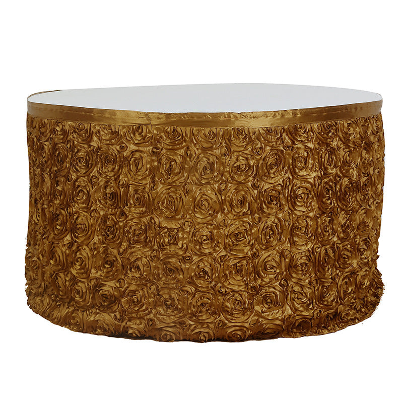 Table skirt with rose flowers 21ft Gold