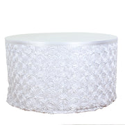 Table skirt with rose flowers 21ft White