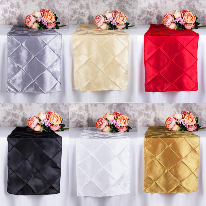 Taffeta Pintuck Table Runner 12"x108" Gold