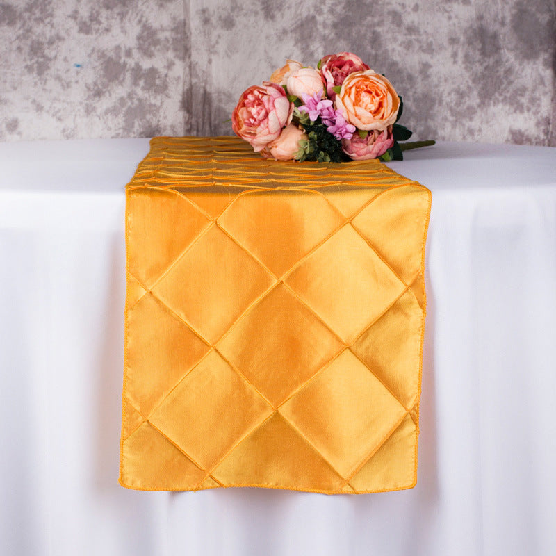 Taffeta Pintuck Table Runner 12"x108" Gold