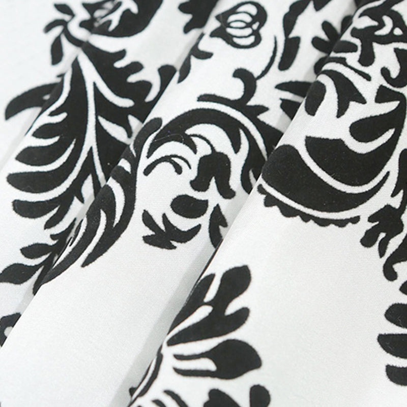 Taffeta Hot Stamping Table Runner  Black Damask