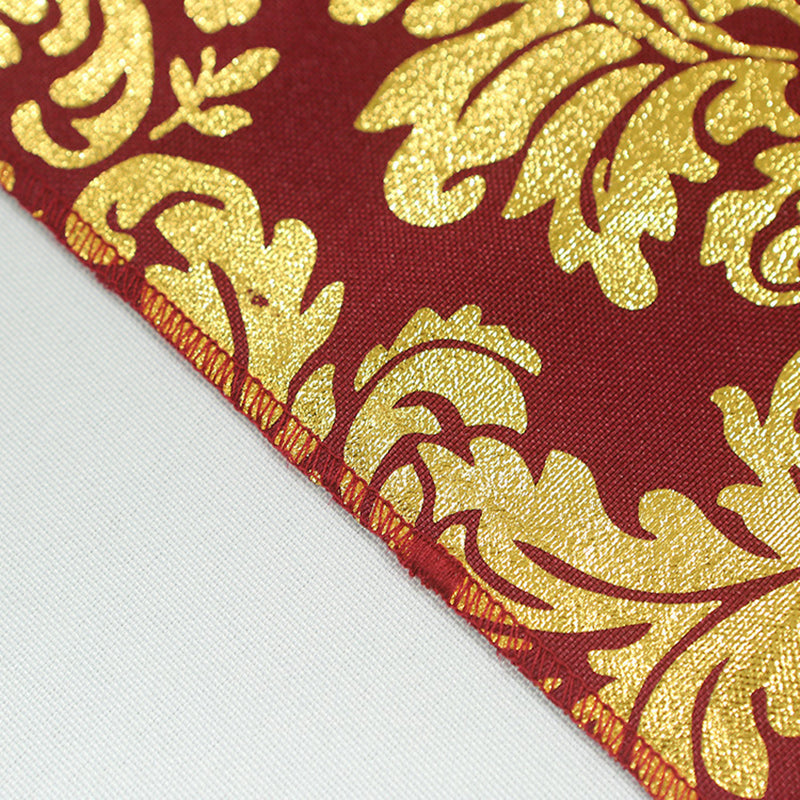 Taffeta Hot Stamping Table Runner 12"x108" Burgundy Damask