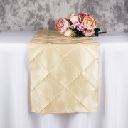 Taffeta Pintuck 108"x12" Table Runner Champagne