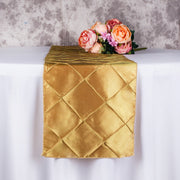 Taffeta Pintuck 108"x12" Table Runner Gold