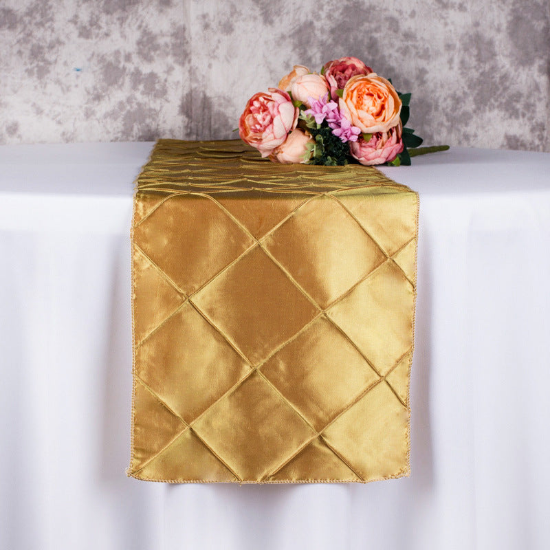 Taffeta Pintuck 108"x12" Table Runner Gold