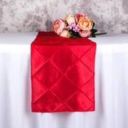 Taffeta Pintuck 108"x12" Table Runner Red