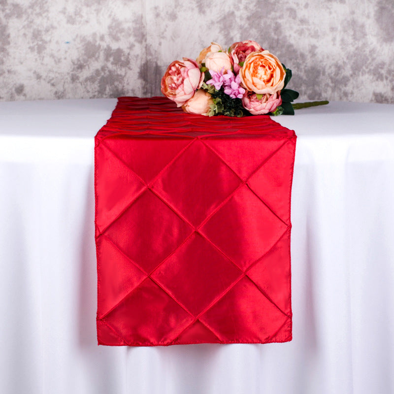Taffeta Pintuck 108"x12" Table Runner Red