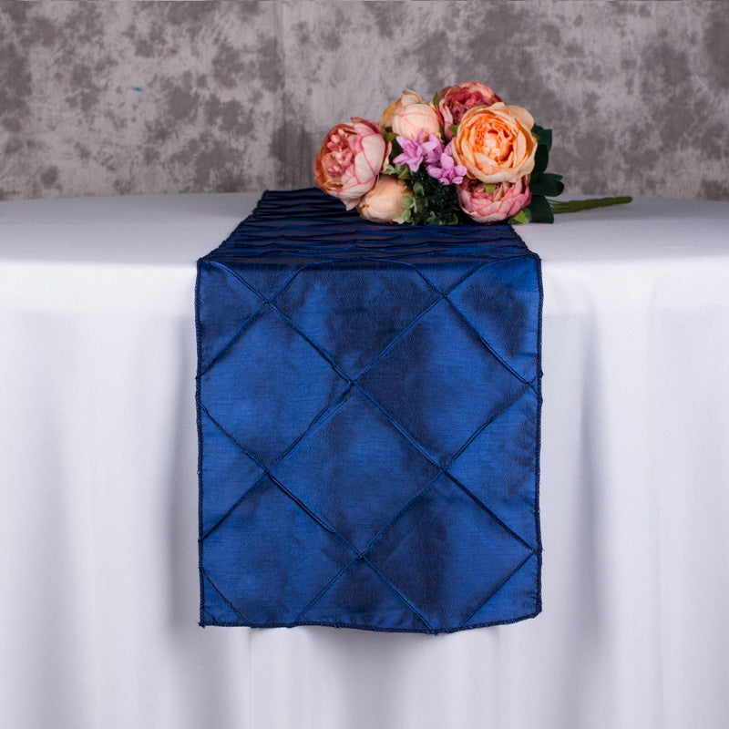 Taffeta Pintuck 108"x12" Table Runner Navy Blue