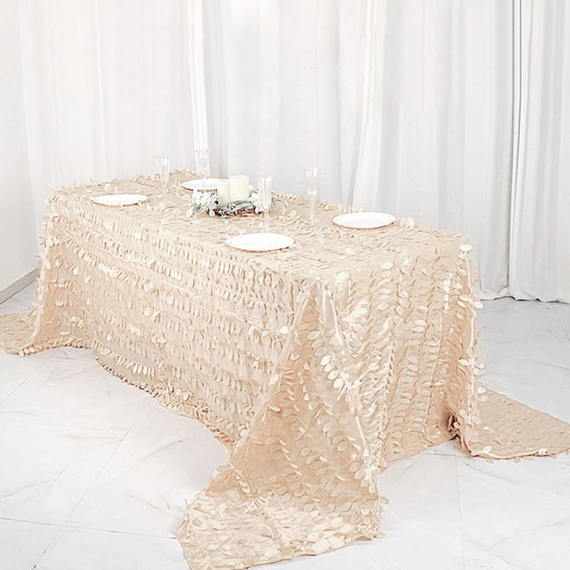 3D Leaves Polyester Rectangular Tablecloth 90"x156"