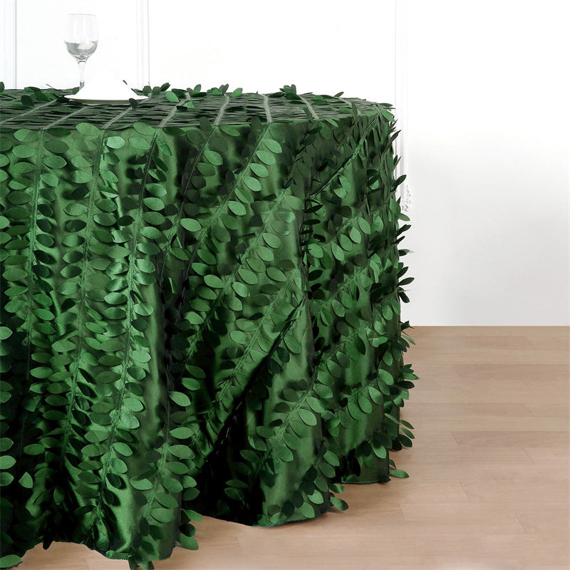 3D Leaves Polyester Rectangular Tablecloth 90"x132"