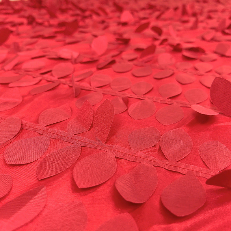 3D Leaves Polyester Round Tablecloth 132"