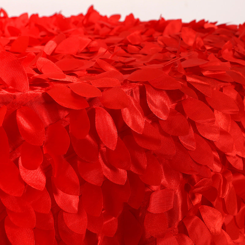 3D Leaves Polyester Round Tablecloth 132"