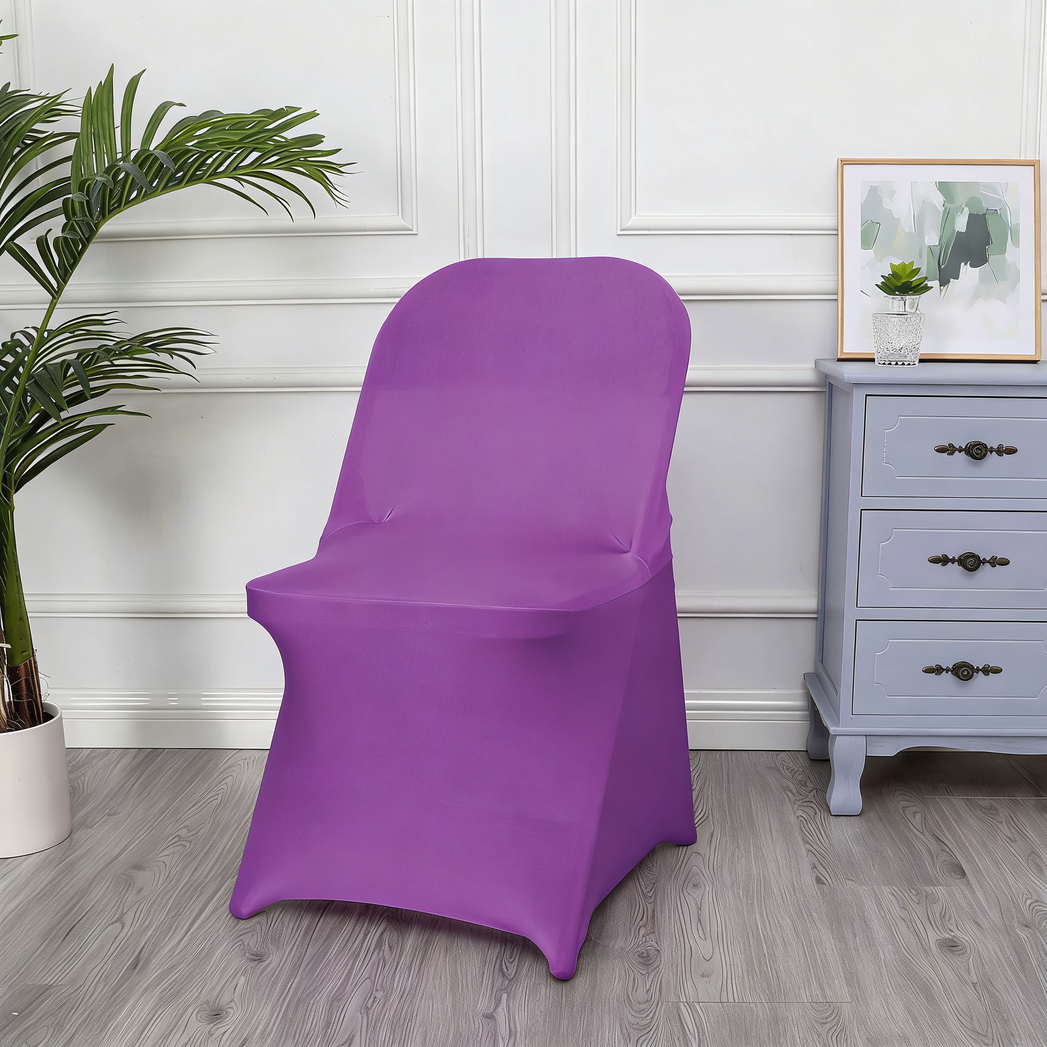 Spandex Stretch Folding Chair Covers for Wedding Party, Washable Dining Seat for Party Celebration Event