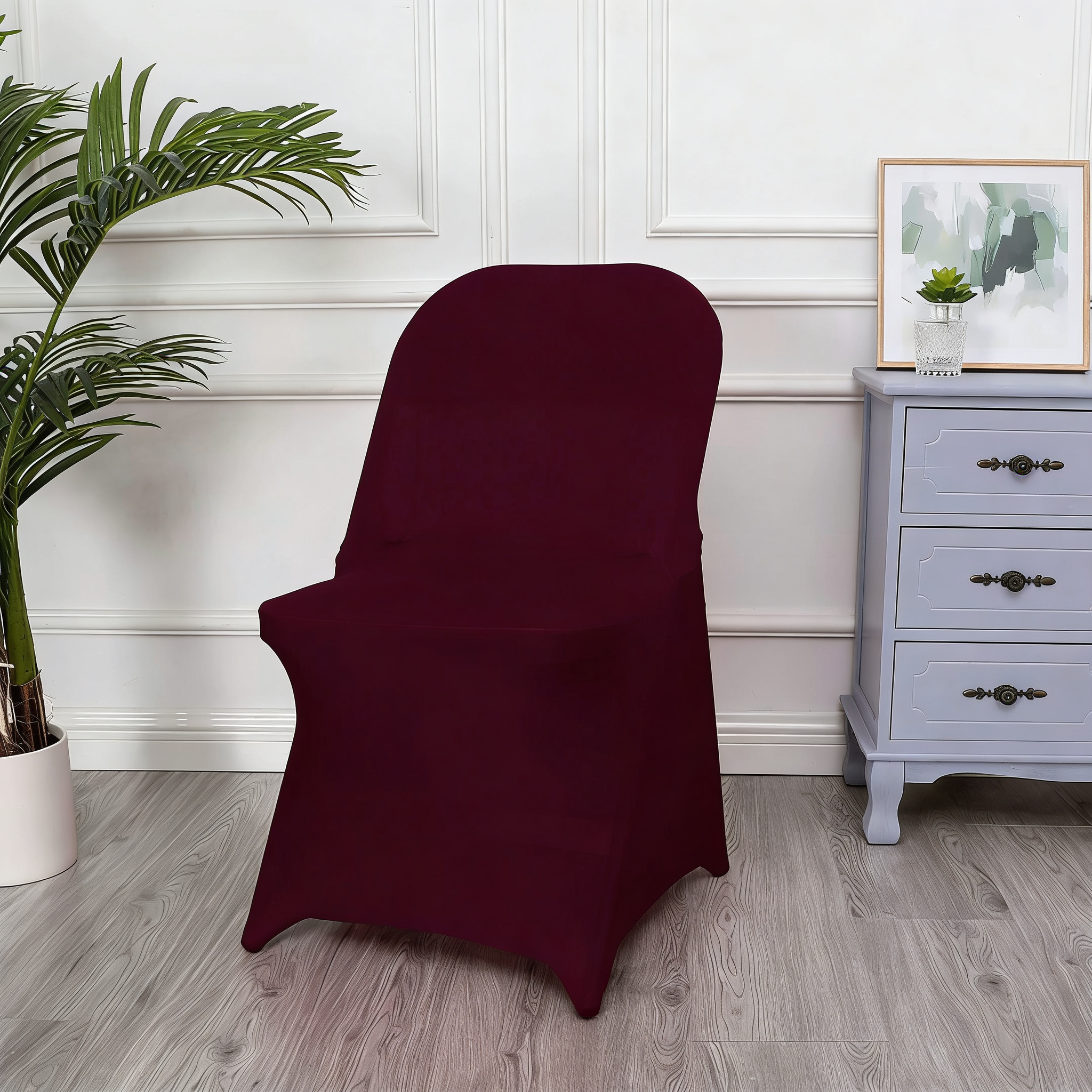 Spandex Stretch Folding Chair Covers for Wedding Party, Washable Dining Seat for Party Celebration Event