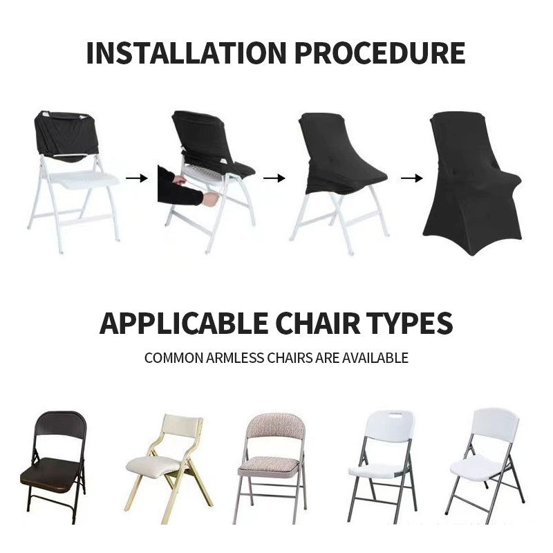 Spandex Stretch Folding Chair Covers for Wedding Party, Washable Dining Seat for Party Celebration Event