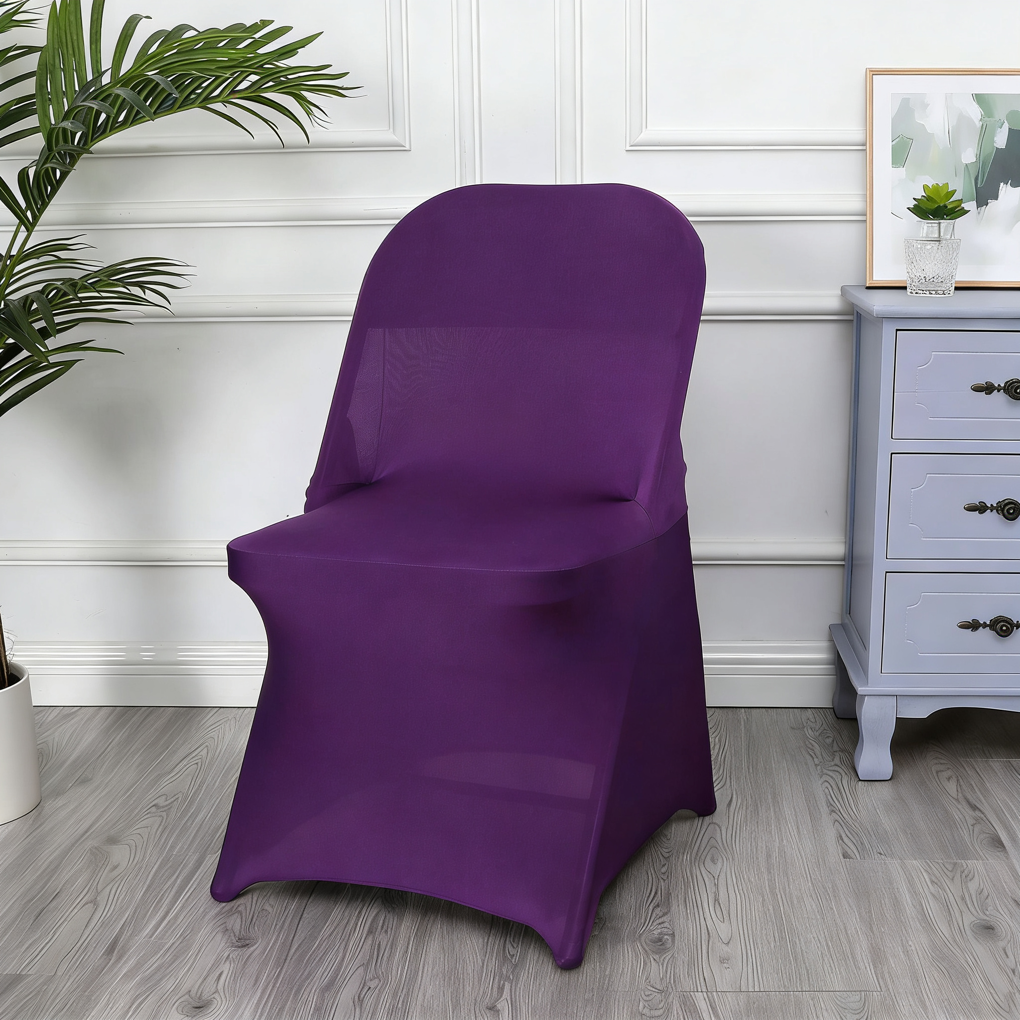 Spandex Stretch Folding Chair Covers for Wedding Party, Washable Dining Seat for Party Celebration Event
