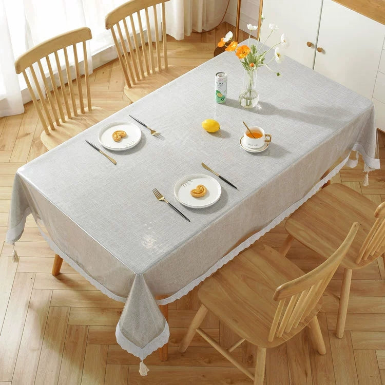 Transparent Tablecloth Cover Thickened and Durable Made of Vinyl | Suitable for Parties and Everyday Use.