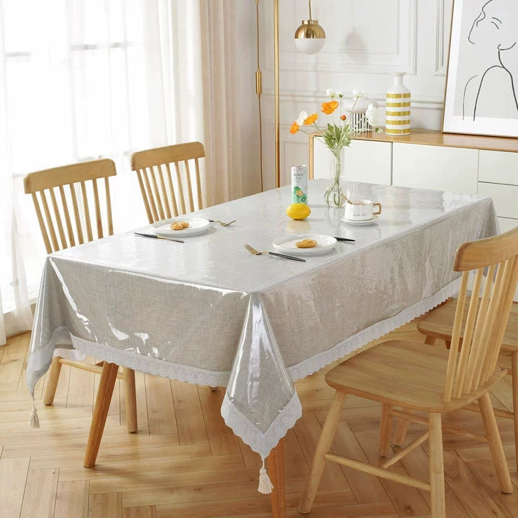 Transparent Tablecloth Cover Thickened and Durable Made of Vinyl | Suitable for Parties and Everyday Use.