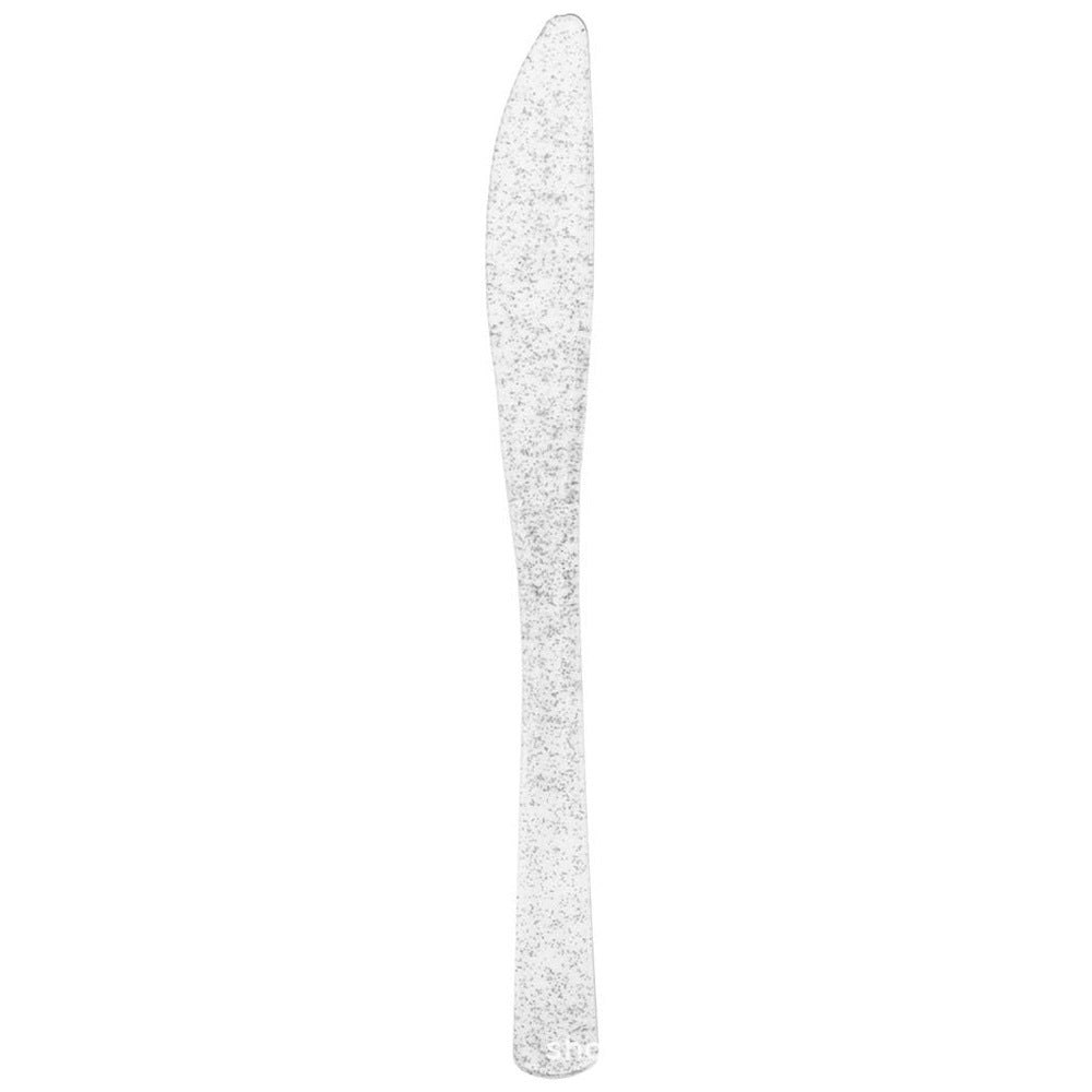 25 Pc Plastic Knives 7" Transparent Silver Glitter Classic Heavy Duty