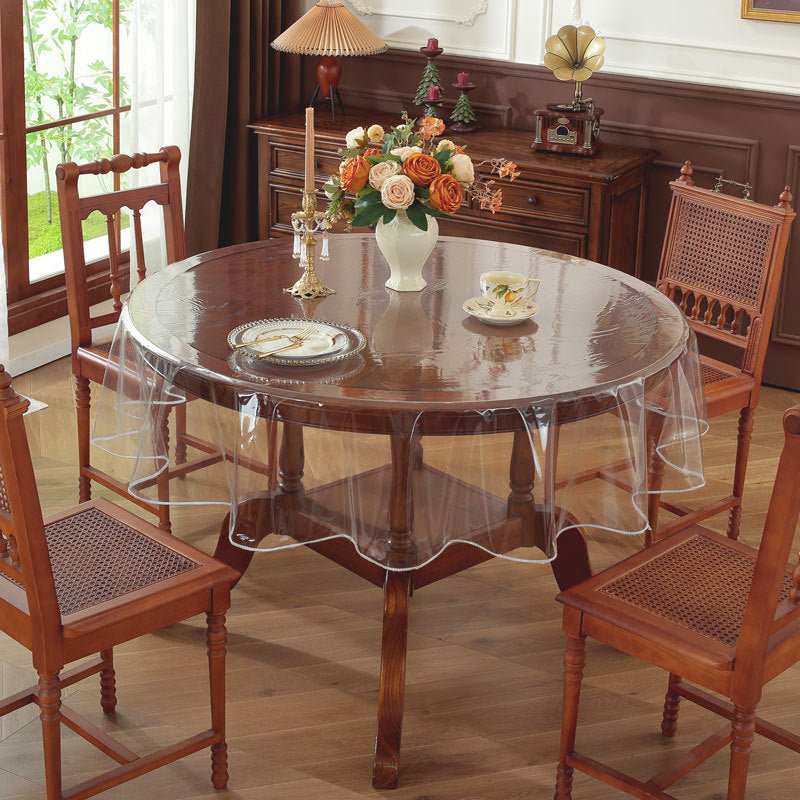 Clear Plastic Tablecloth Protector, Round Waterproof PVC Table Cover Oil Spill Proof Table Cover