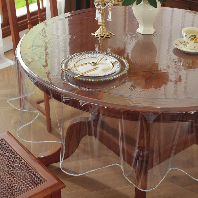 Clear Plastic Tablecloth Protector, Round Waterproof PVC Table Cover Oil Spill Proof Table Cover