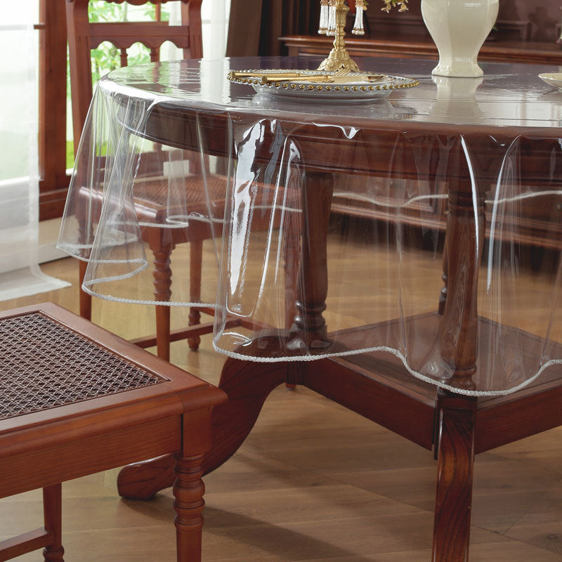 Clear Plastic Tablecloth Protector, Round Waterproof PVC Table Cover Oil Spill Proof Table Cover