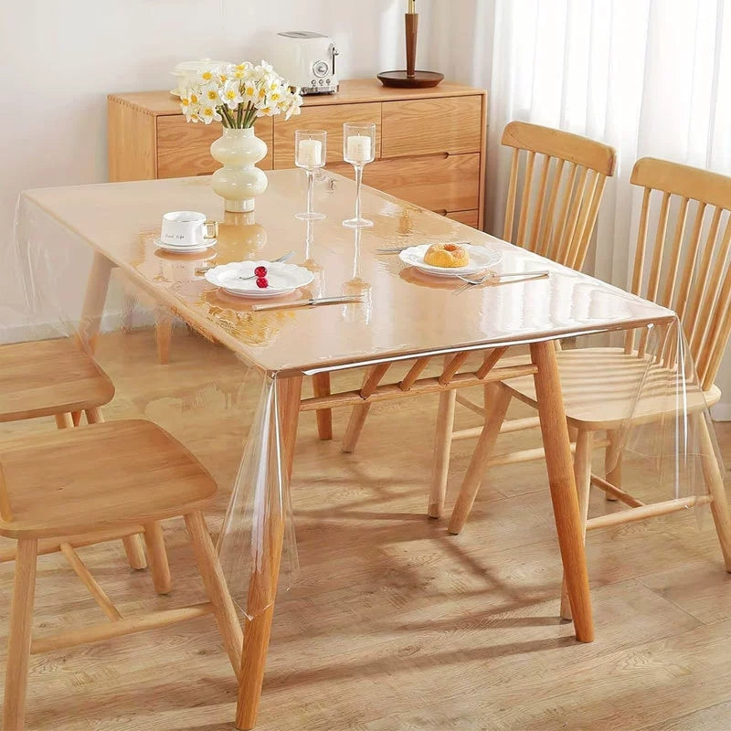 Transparent Tablecloth Cover Thickened and Durable Made of Vinyl | Suitable for Parties and Everyday Use.