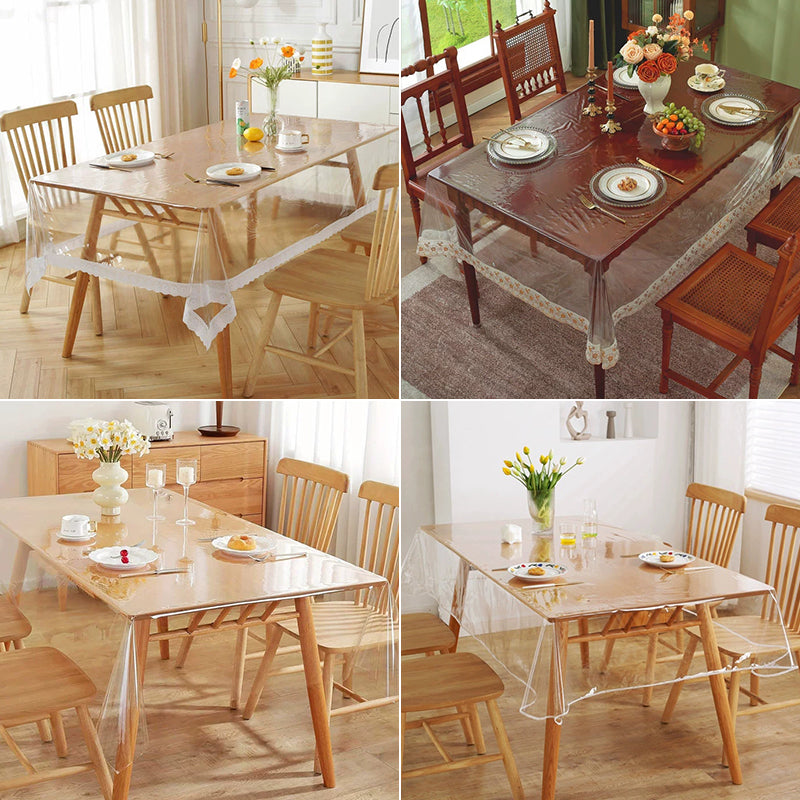 Transparent Tablecloth Cover Thickened and Durable Made of Vinyl | Suitable for Parties and Everyday Use.
