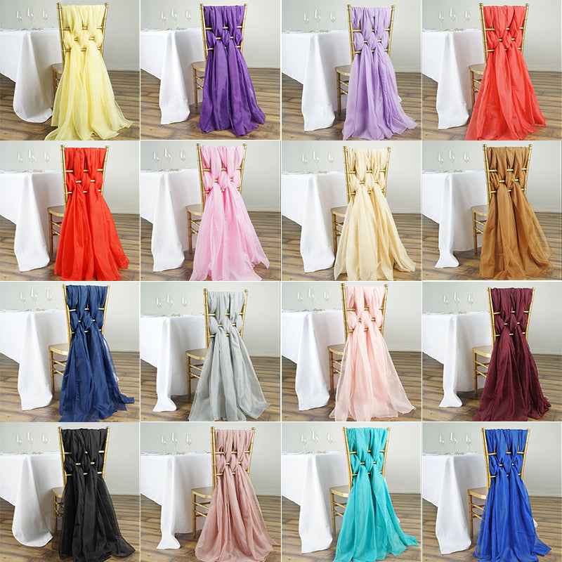 5Pcs Tulle Chair Back Sashes/Ties for Bridal Shower, Wedding, Baby Shower Decoration Long Tulle High Chair Skirt Slipcovers