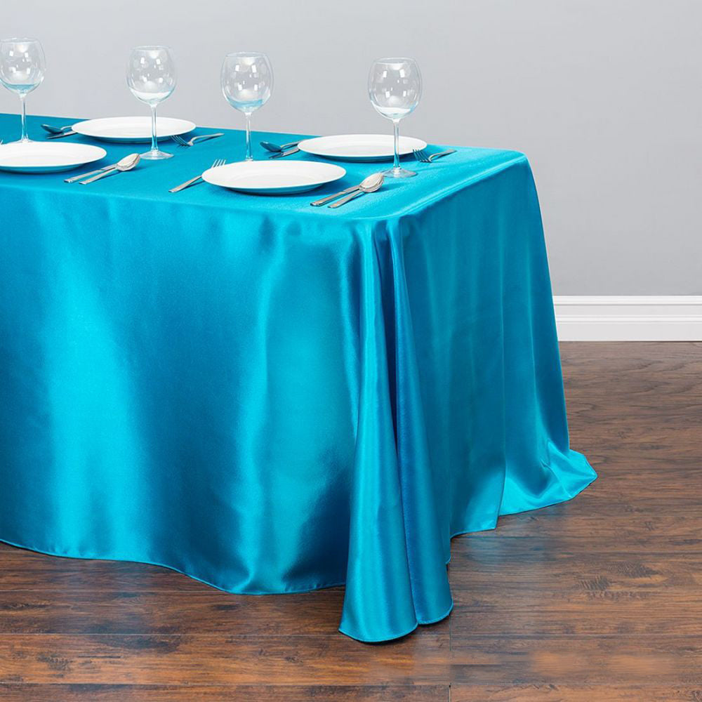 Satin Rectangular 90"x156" Tablecloth Turquoise