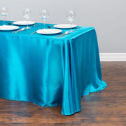 Satin Rectangular 90"x132" Tablecloth Turquoise