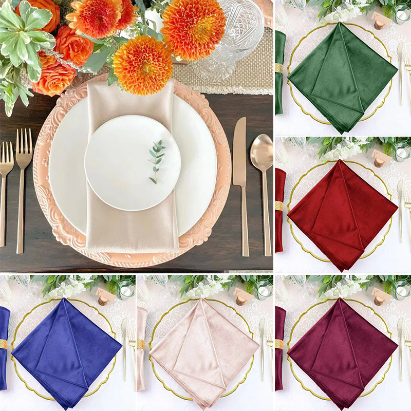 5 Pc Velvet Napkins,18 x 18 Inches Soft Dinner Table Napkins Suitable for Wedding, Parties, Banquet, Restaurant Decoration