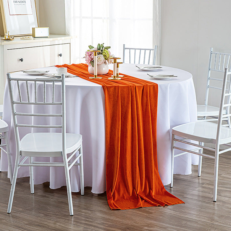 Thick Soft Velvet Table Runner 28 x 118 Inches Orange